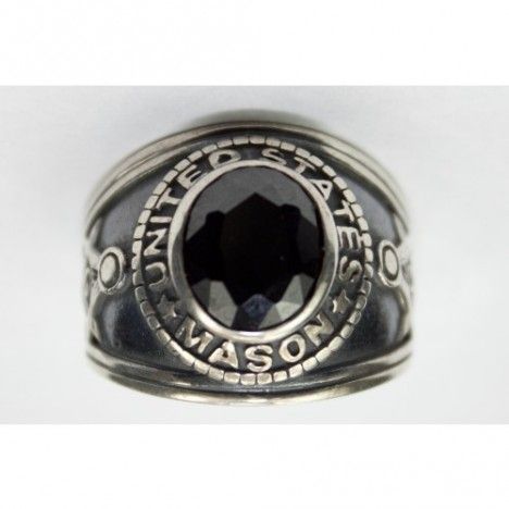 Anel em Prata 950 - MODELO AMERICANO - PEDRA - ONIX