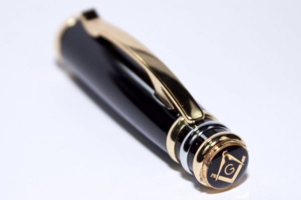 Caneta - Preta com Dourado - Aplique Resinado